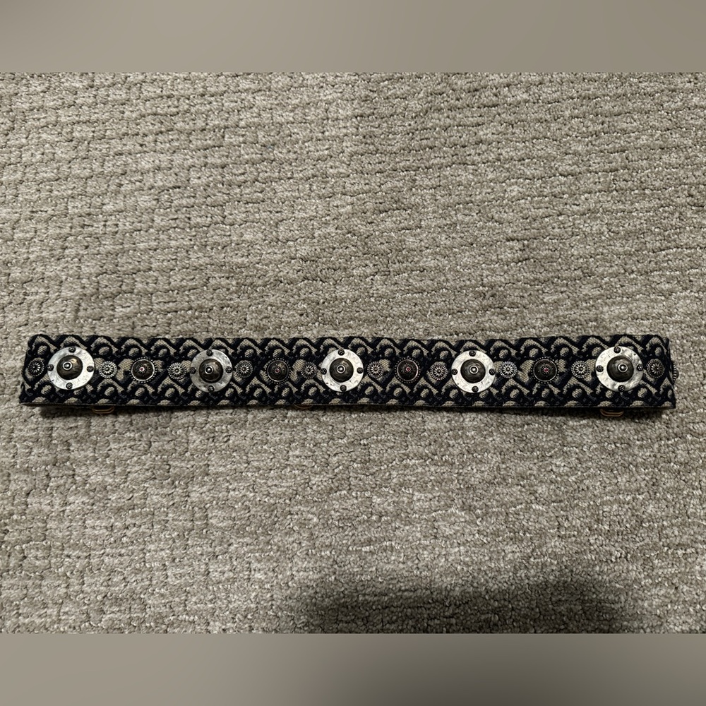 Dior: Blue Dior Oblique Embroidery Shoulder Strap with Ring - Picture 2 of 8